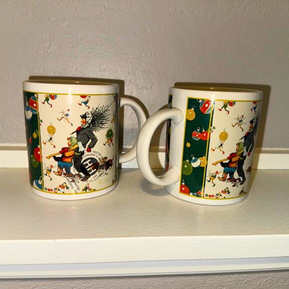 Pair of Norman Rockwell Christmas Mugs – Houston Harvest HH Hallmark 1997 - Picture 6 of 7
